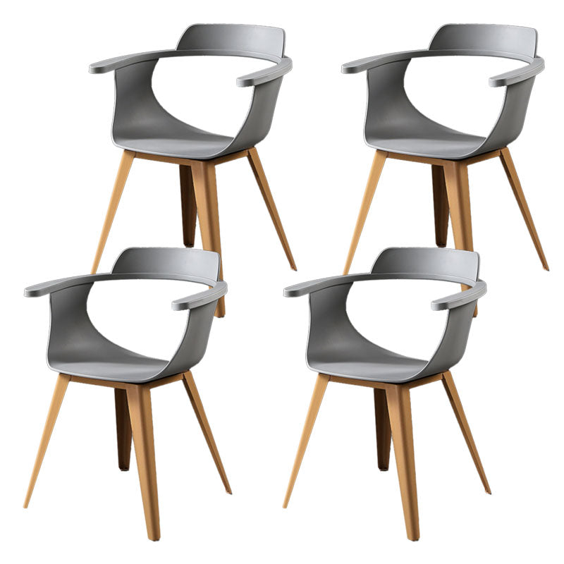 Modern Open Back Side Chair Plastic Arm Chair with Metal Base for Dining Room