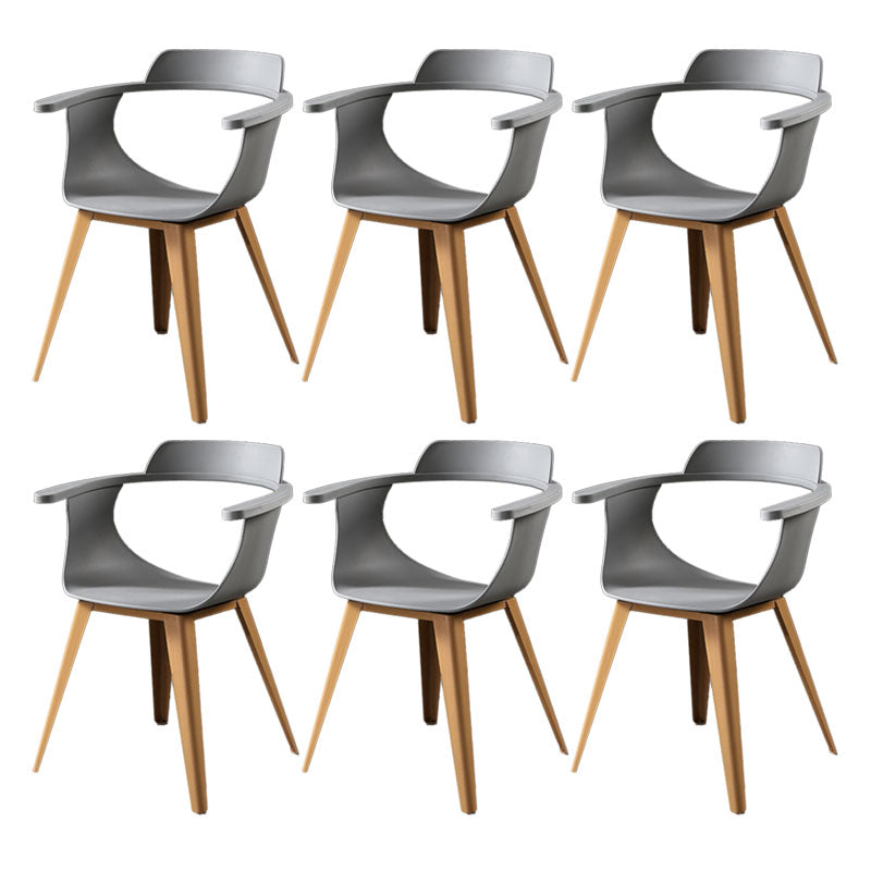 Modern Open Back Side Chair Plastic Arm Chair with Metal Base for Dining Room