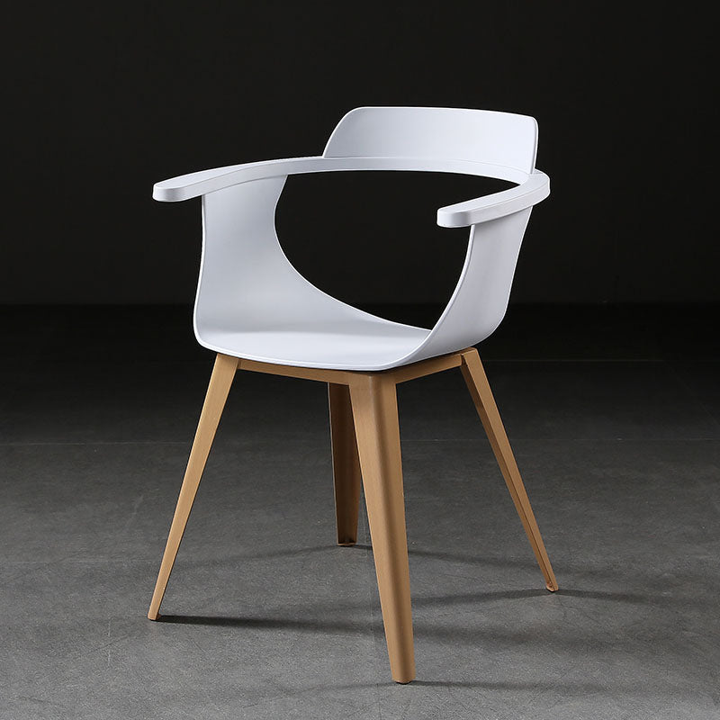 Modern Open Back Side Chair Plastic Arm Chair with Metal Base for Dining Room