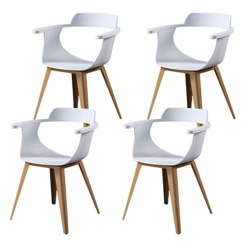 Modern Open Back Side Chair Plastic Arm Chair with Metal Base for Dining Room