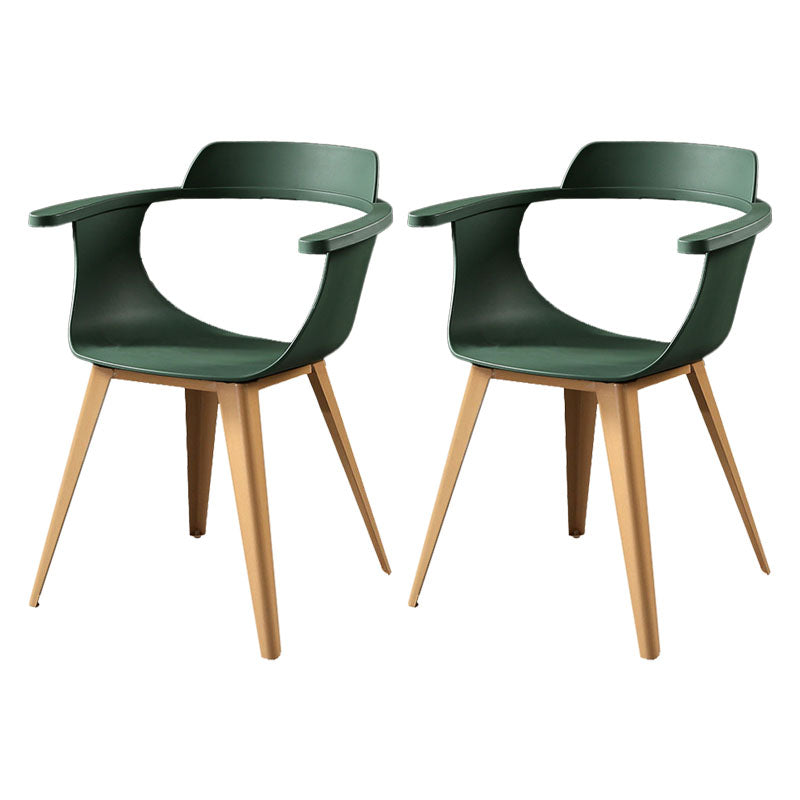 Modern Open Back Side Chair Plastic Arm Chair with Metal Base for Dining Room