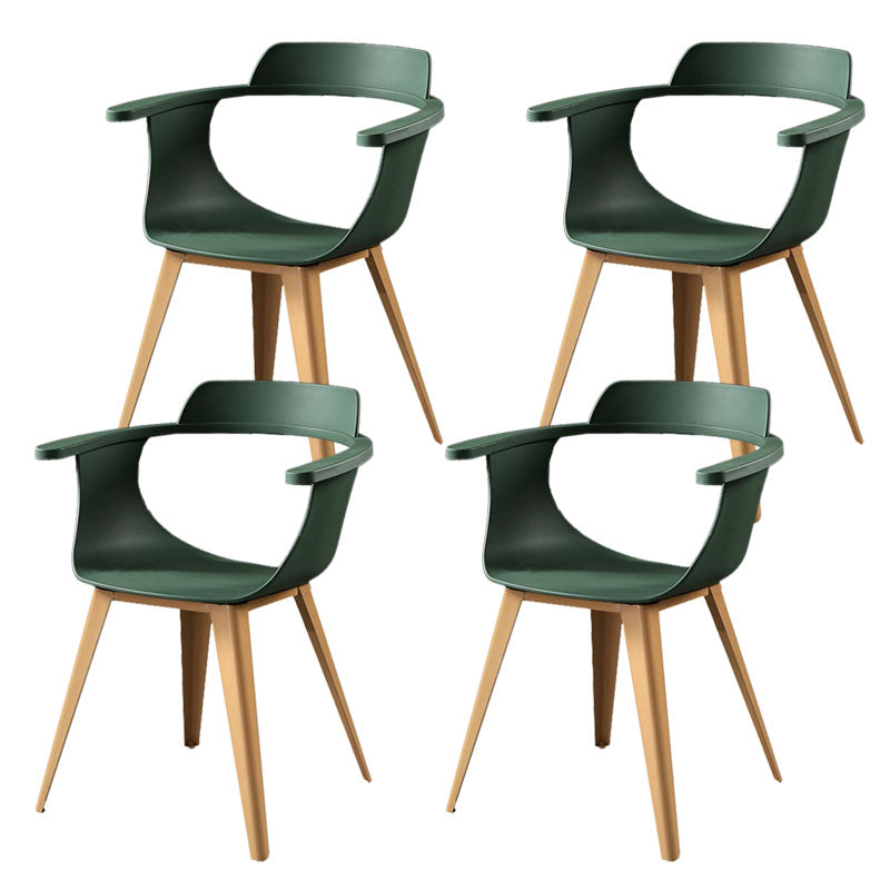 Modern Open Back Side Chair Plastic Arm Chair with Metal Base for Dining Room