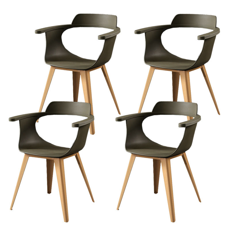 Modern Open Back Side Chair Plastic Arm Chair with Metal Base for Dining Room