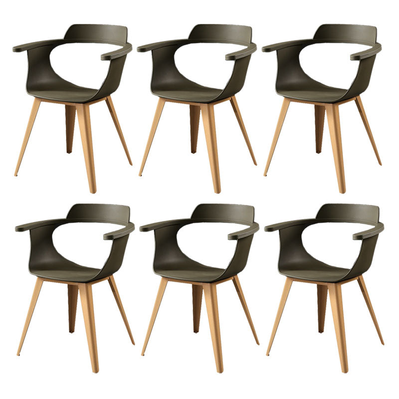 Modern Open Back Side Chair Plastic Arm Chair with Metal Base for Dining Room