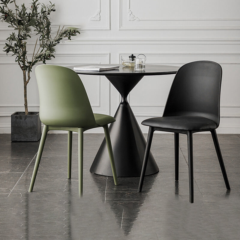 Modern Upholstered Armless Chair Plastic Dining Chair with Metal Base