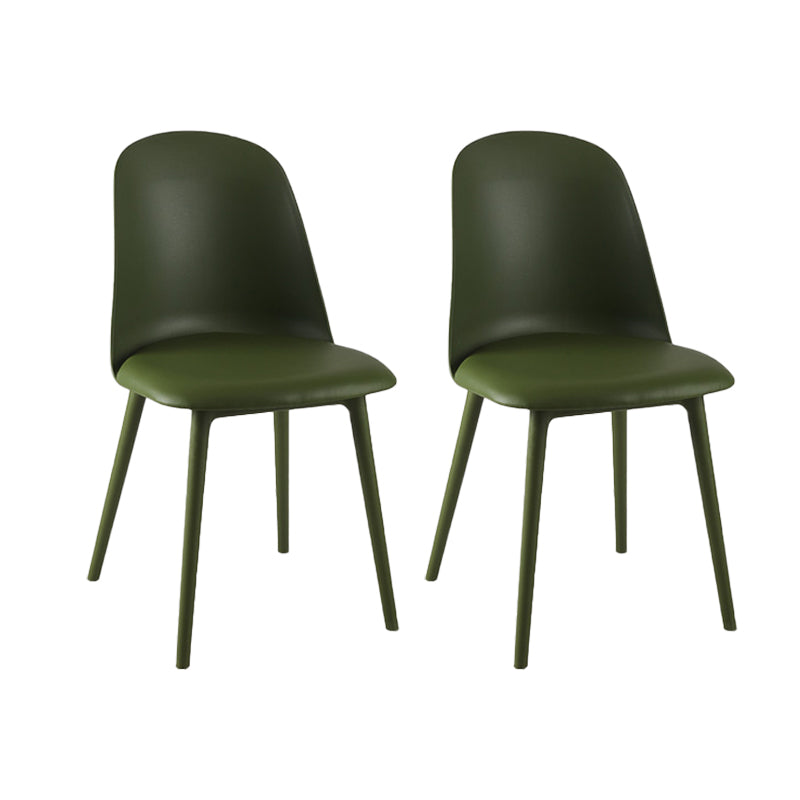 Modern Upholstered Armless Chair Plastic Dining Chair with Metal Base