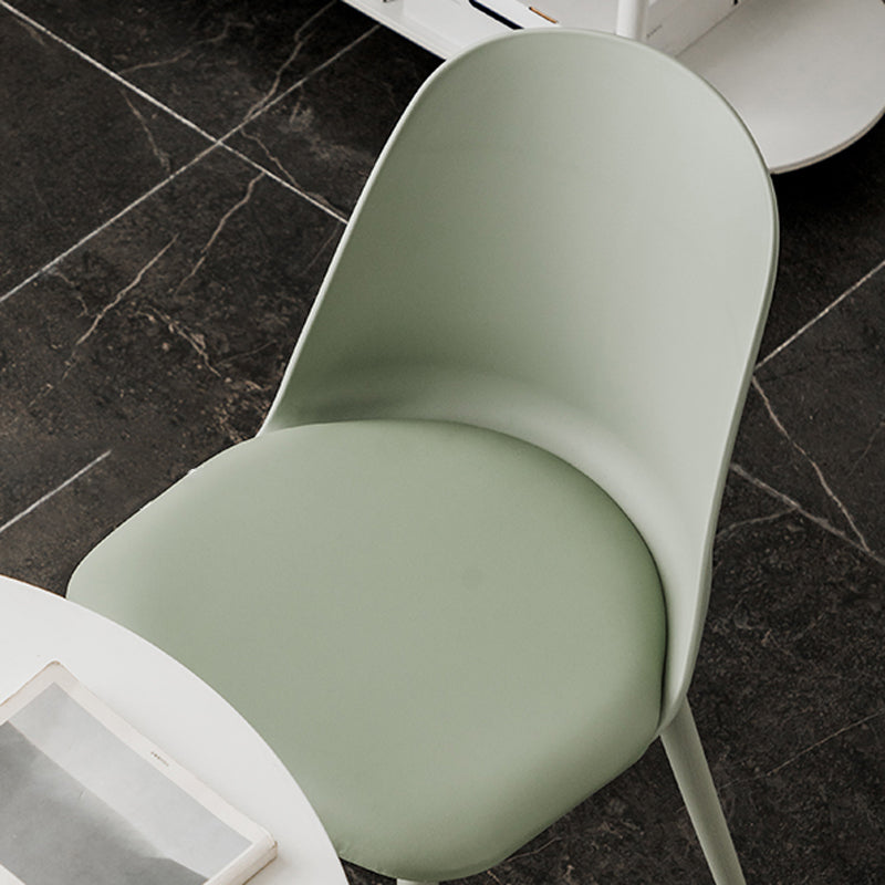 Modern Upholstered Armless Chair Plastic Dining Chair with Metal Base