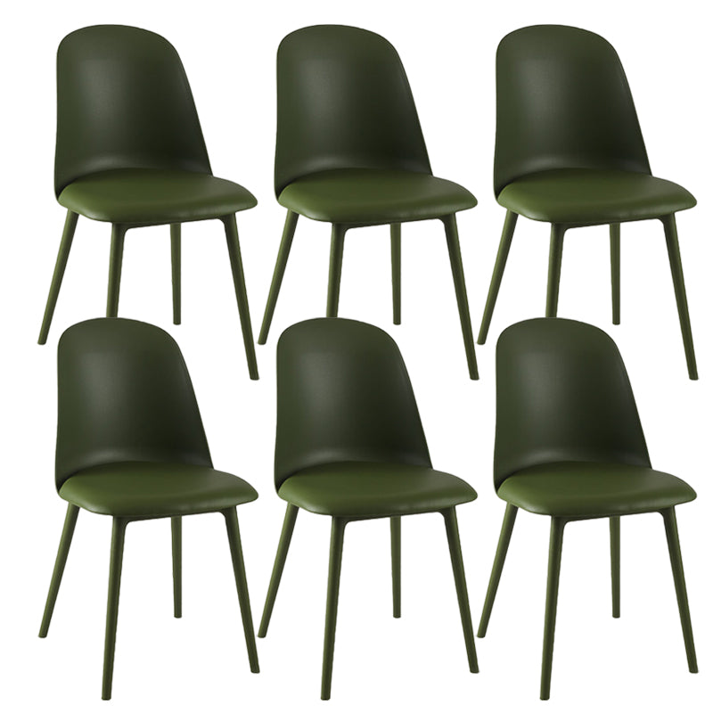 Modern Upholstered Armless Chair Plastic Dining Chair with Metal Base