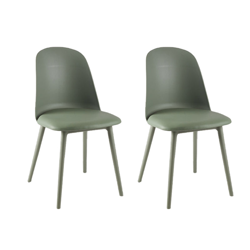 Modern Upholstered Armless Chair Plastic Dining Chair with Metal Base