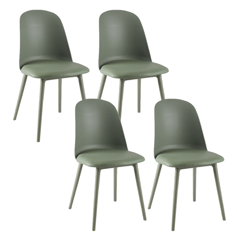 Modern Upholstered Armless Chair Plastic Dining Chair with Metal Base