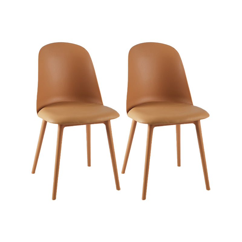 Modern Upholstered Armless Chair Plastic Dining Chair with Metal Base