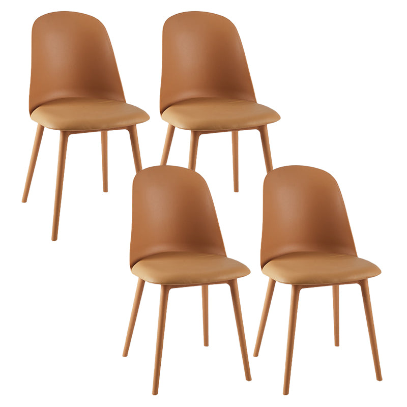 Modern Upholstered Armless Chair Plastic Dining Chair with Metal Base
