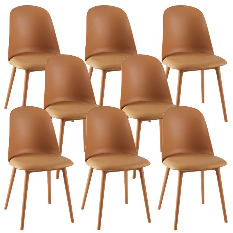 Modern Upholstered Armless Chair Plastic Dining Chair with Metal Base