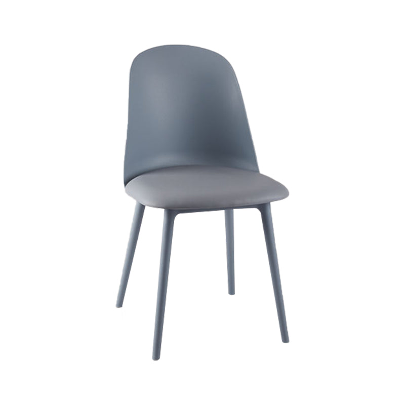 Modern Upholstered Armless Chair Plastic Dining Chair with Metal Base
