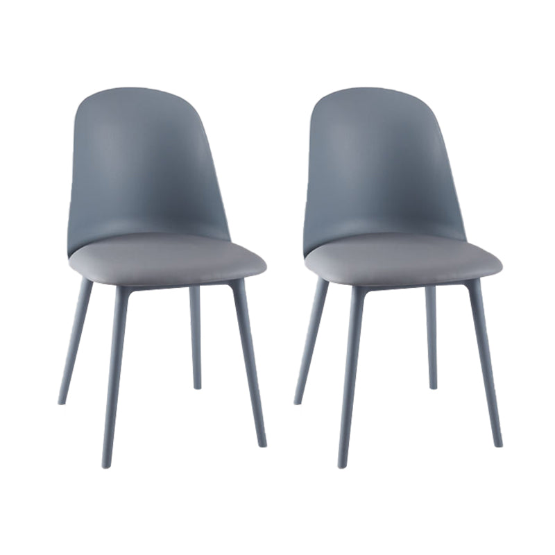 Modern Upholstered Armless Chair Plastic Dining Chair with Metal Base