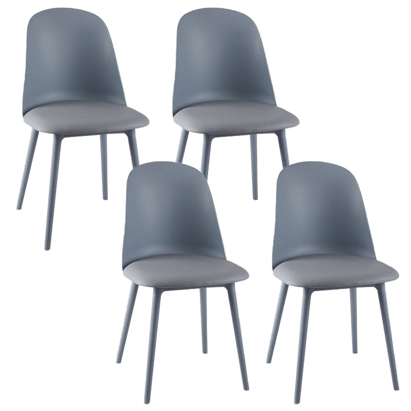 Modern Upholstered Armless Chair Plastic Dining Chair with Metal Base