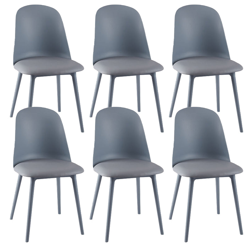 Modern Upholstered Armless Chair Plastic Dining Chair with Metal Base