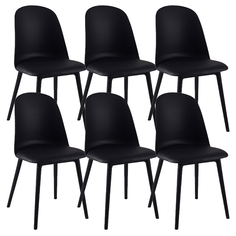 Modern Upholstered Armless Chair Plastic Dining Chair with Metal Base
