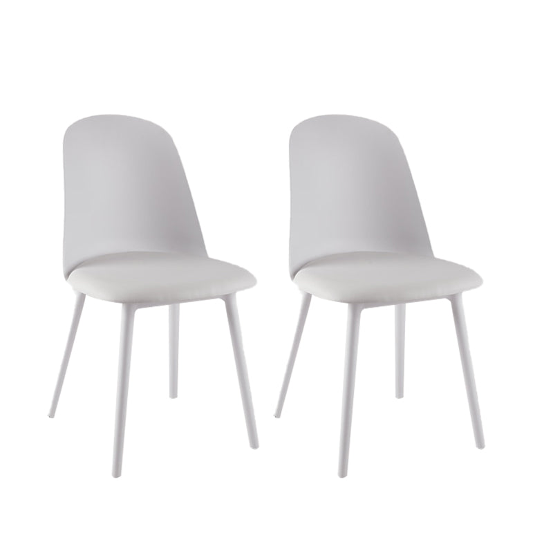 Modern Upholstered Armless Chair Plastic Dining Chair with Metal Base