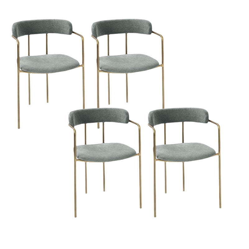 Luxurious Upholstered Arm Chair Open Back Side Velvet Chair with Metal Base