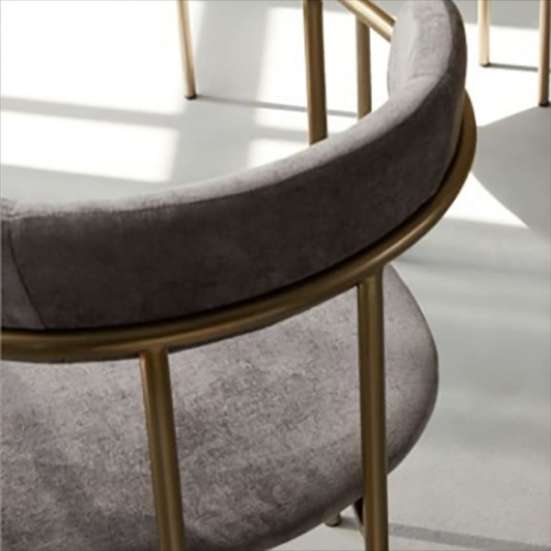 Luxurious Upholstered Arm Chair Open Back Side Velvet Chair with Metal Base