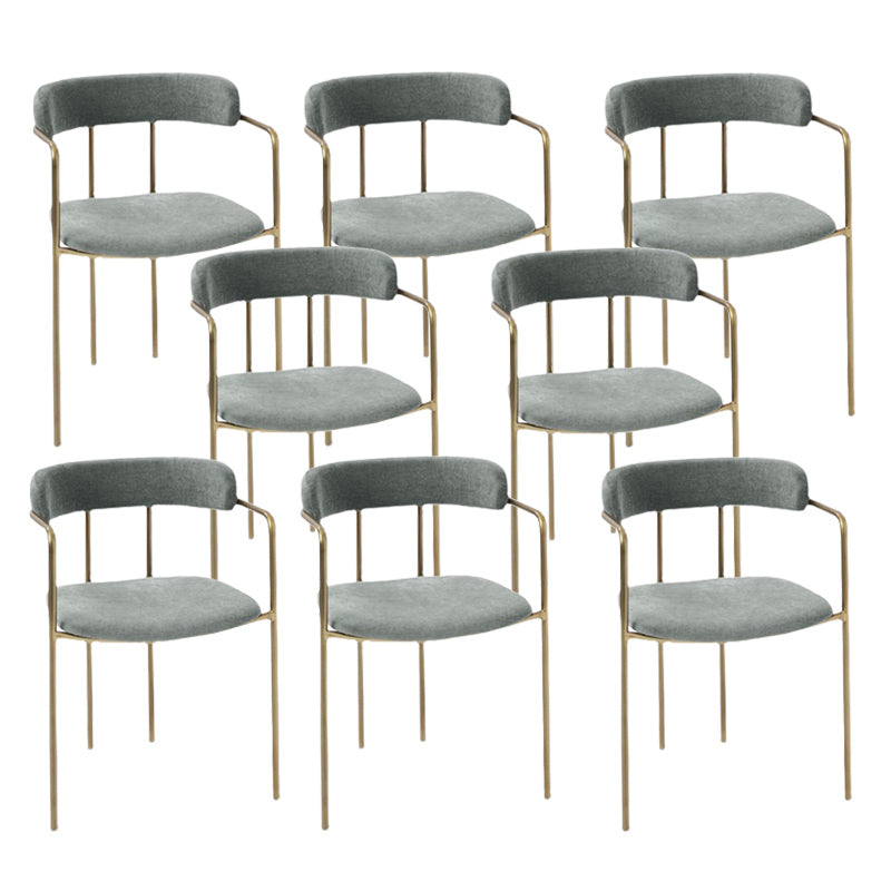 Luxurious Upholstered Arm Chair Open Back Side Velvet Chair with Metal Base