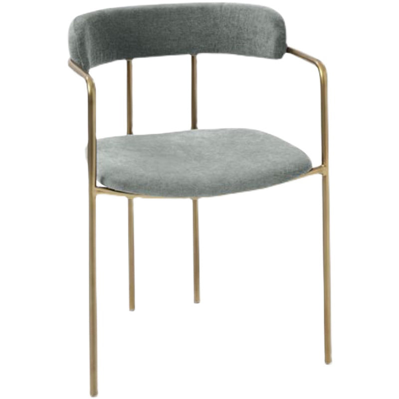 Luxurious Upholstered Arm Chair Open Back Side Velvet Chair with Metal Base