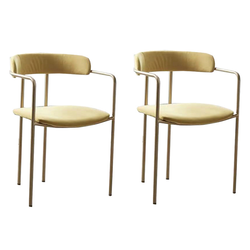 Luxurious Upholstered Arm Chair Open Back Side Velvet Chair with Metal Base