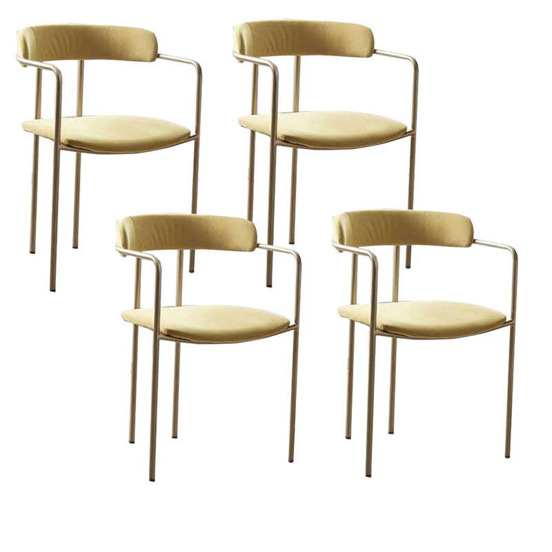 Luxurious Upholstered Arm Chair Open Back Side Velvet Chair with Metal Base