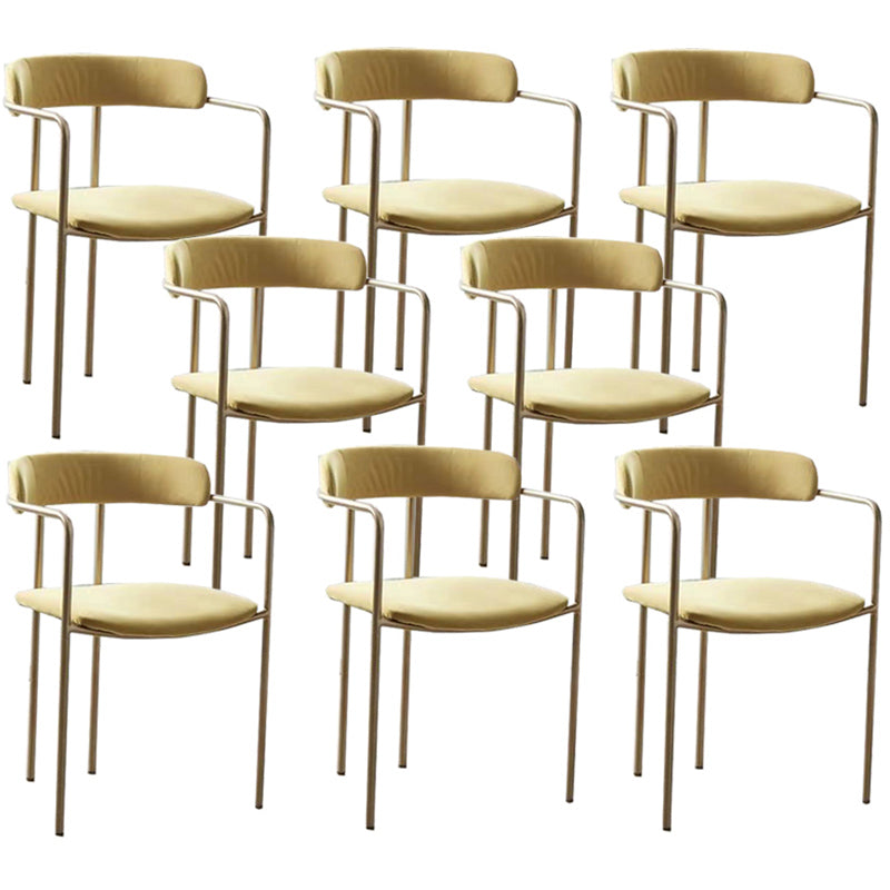 Luxurious Upholstered Arm Chair Open Back Side Velvet Chair with Metal Base