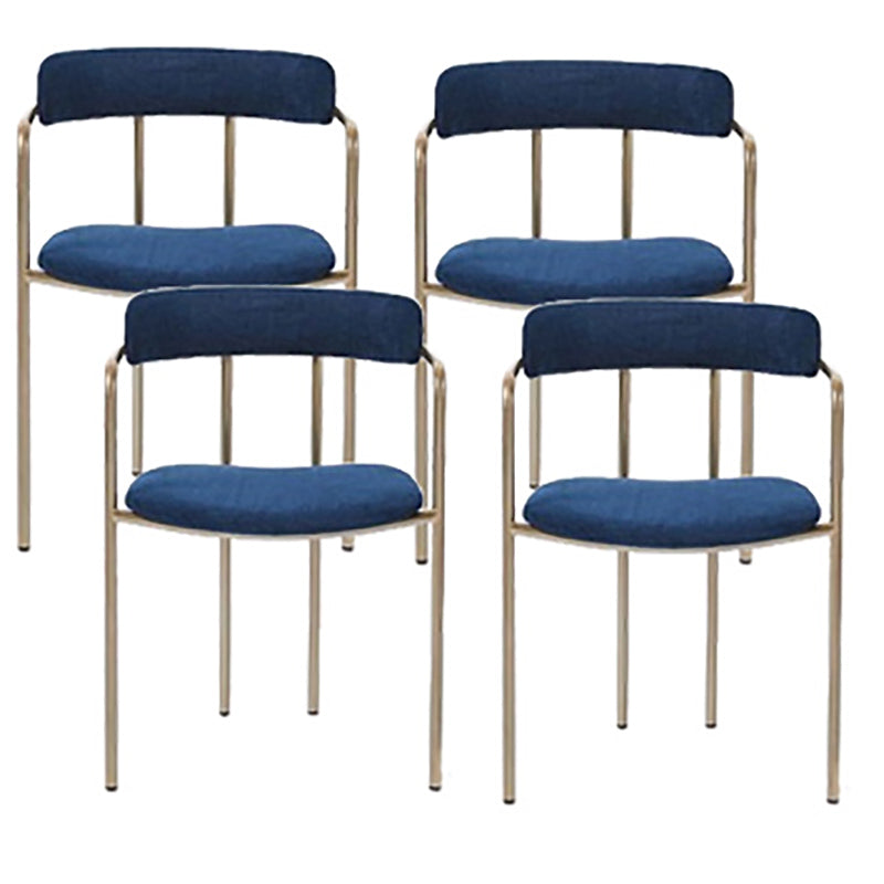 Luxurious Upholstered Arm Chair Open Back Side Velvet Chair with Metal Base