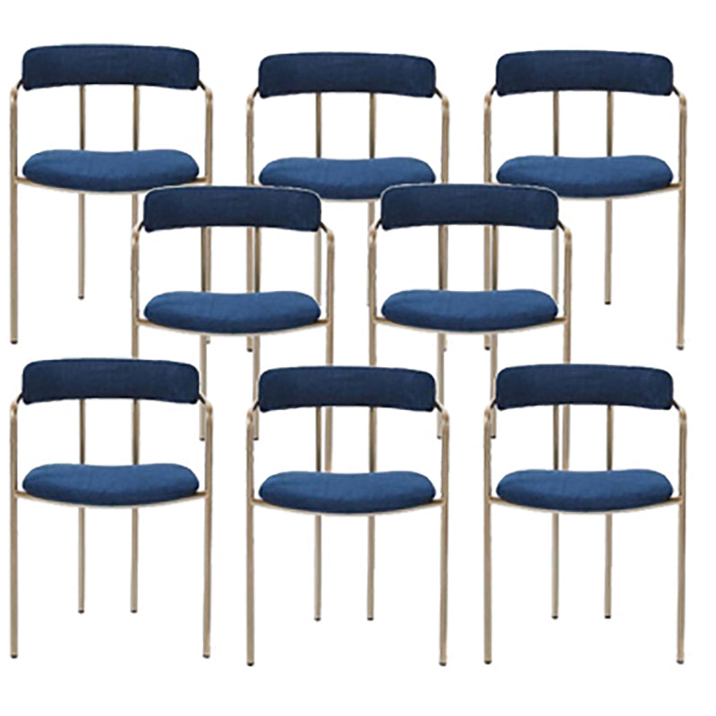 Luxurious Upholstered Arm Chair Open Back Side Velvet Chair with Metal Base