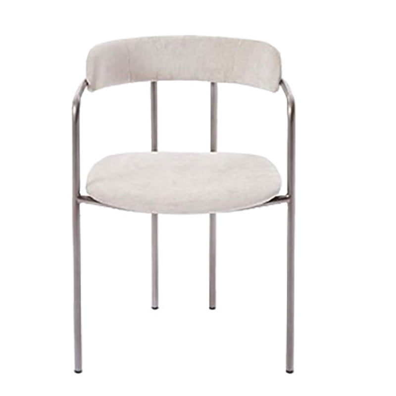 Luxurious Upholstered Arm Chair Open Back Side Velvet Chair with Metal Base