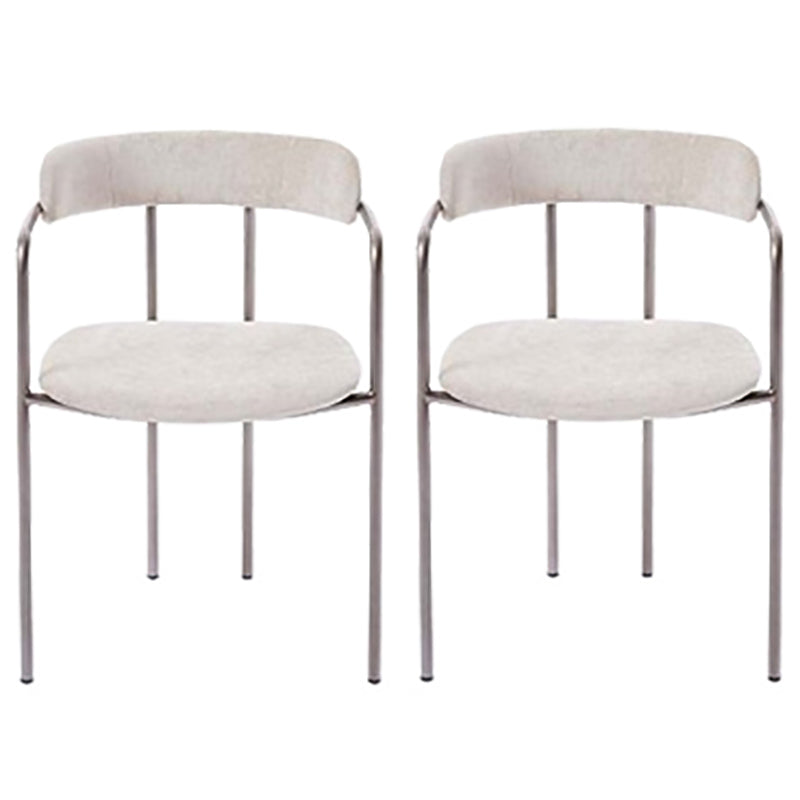 Luxurious Upholstered Arm Chair Open Back Side Velvet Chair with Metal Base