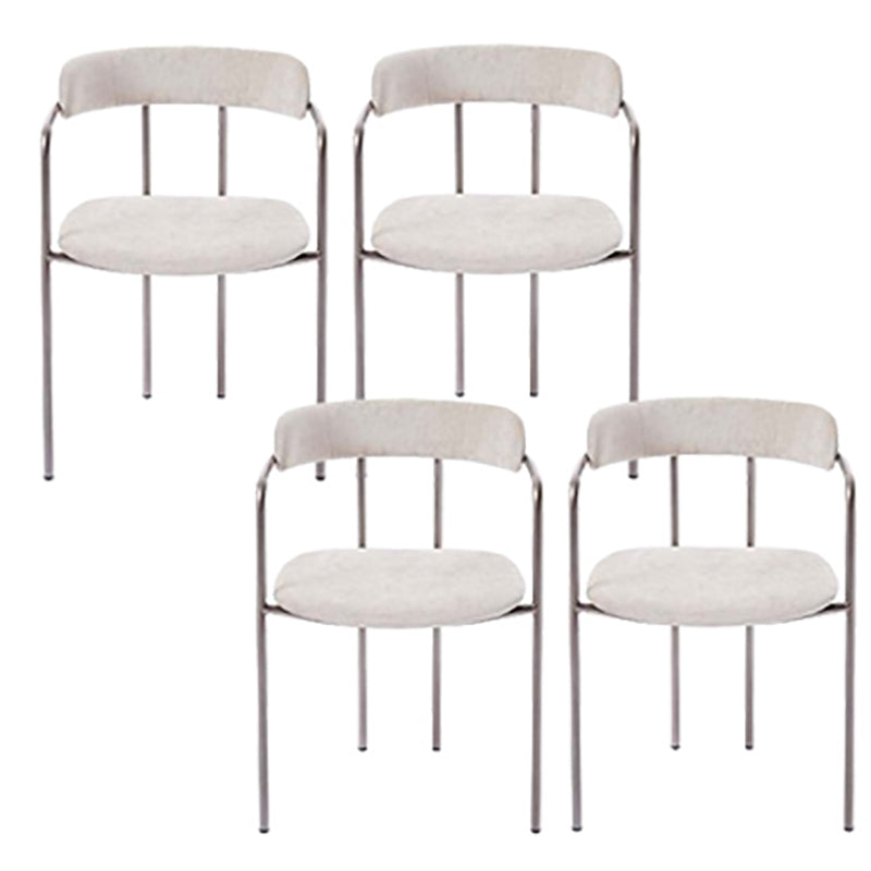 Luxurious Upholstered Arm Chair Open Back Side Velvet Chair with Metal Base