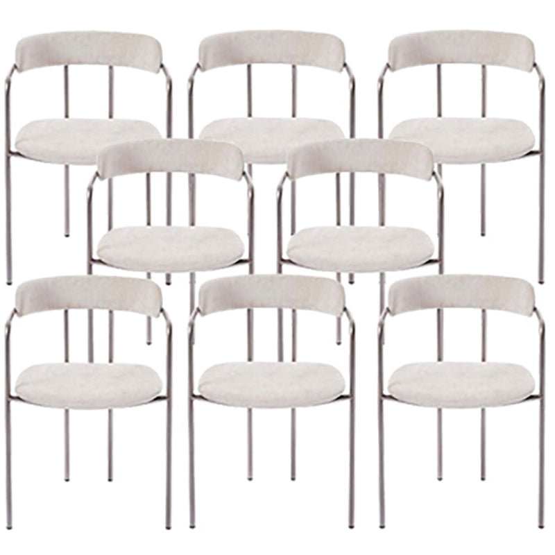 Luxurious Upholstered Arm Chair Open Back Side Velvet Chair with Metal Base