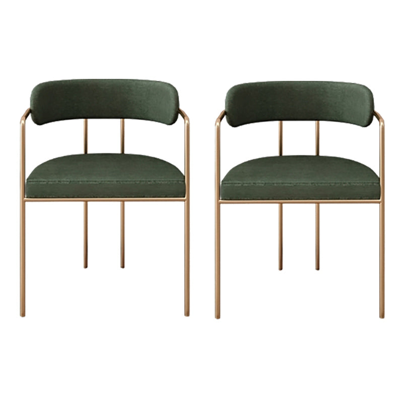 Luxurious Upholstered Arm Chair Open Back Side Velvet Chair with Metal Base