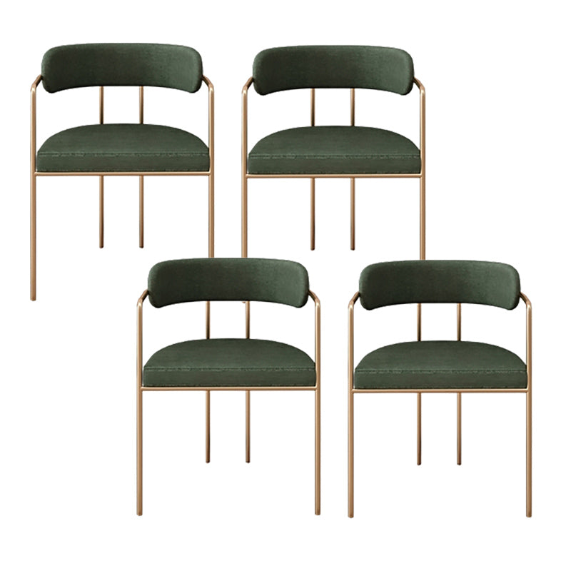 Luxurious Upholstered Arm Chair Open Back Side Velvet Chair with Metal Base