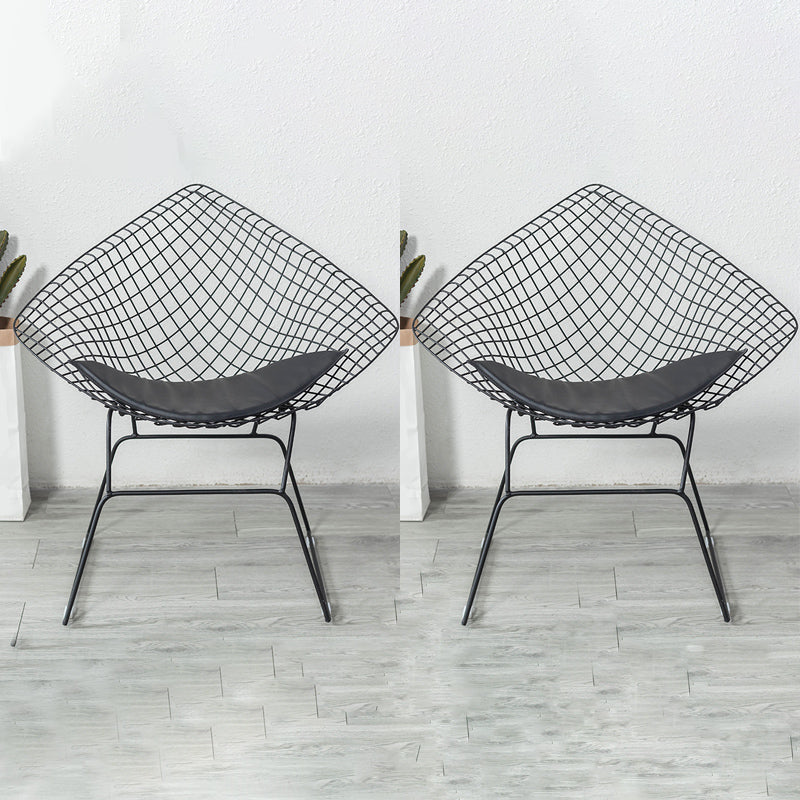 Industrial Style Arm Chair Cross Back Side Metal Chair for Dining Room