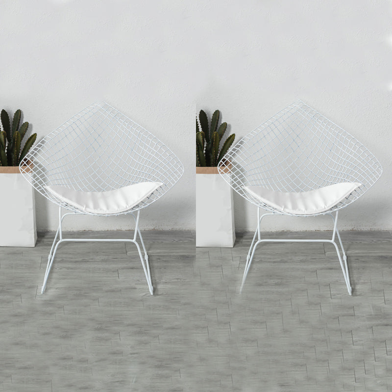 Industrial Style Arm Chair Cross Back Side Metal Chair for Dining Room