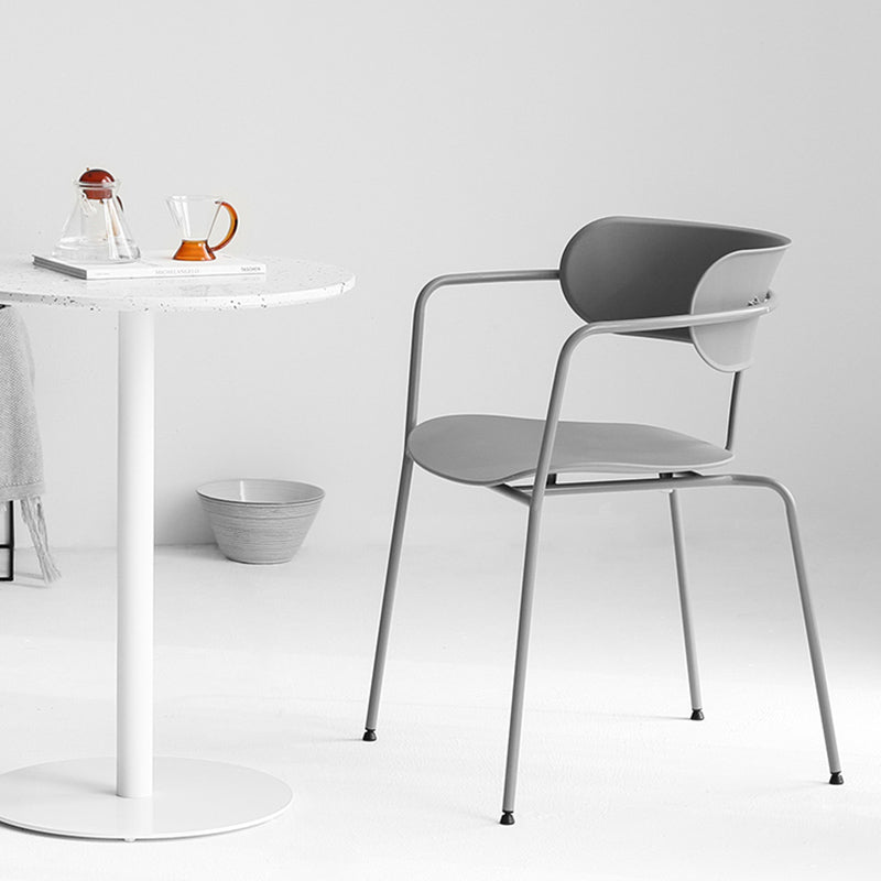 Contemporary Style Arm Chair Plastic Open Back Side Chair with Metal Base