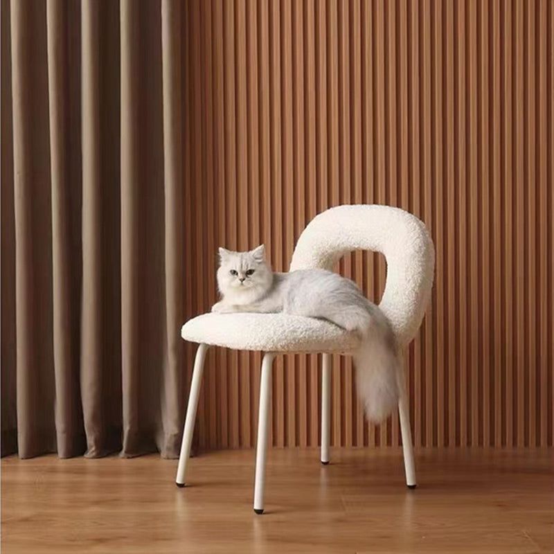 Designer Style Armless Dining Chair Open Back Side Velvet Chair with Metal Legs