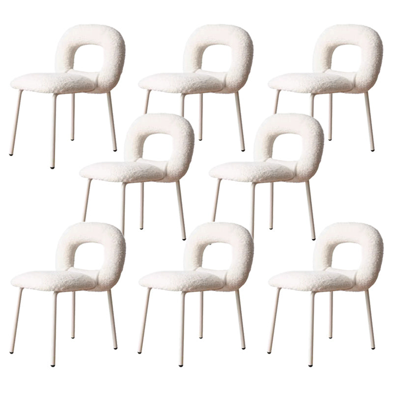 Designer Style Armless Dining Chair Open Back Side Velvet Chair with Metal Legs