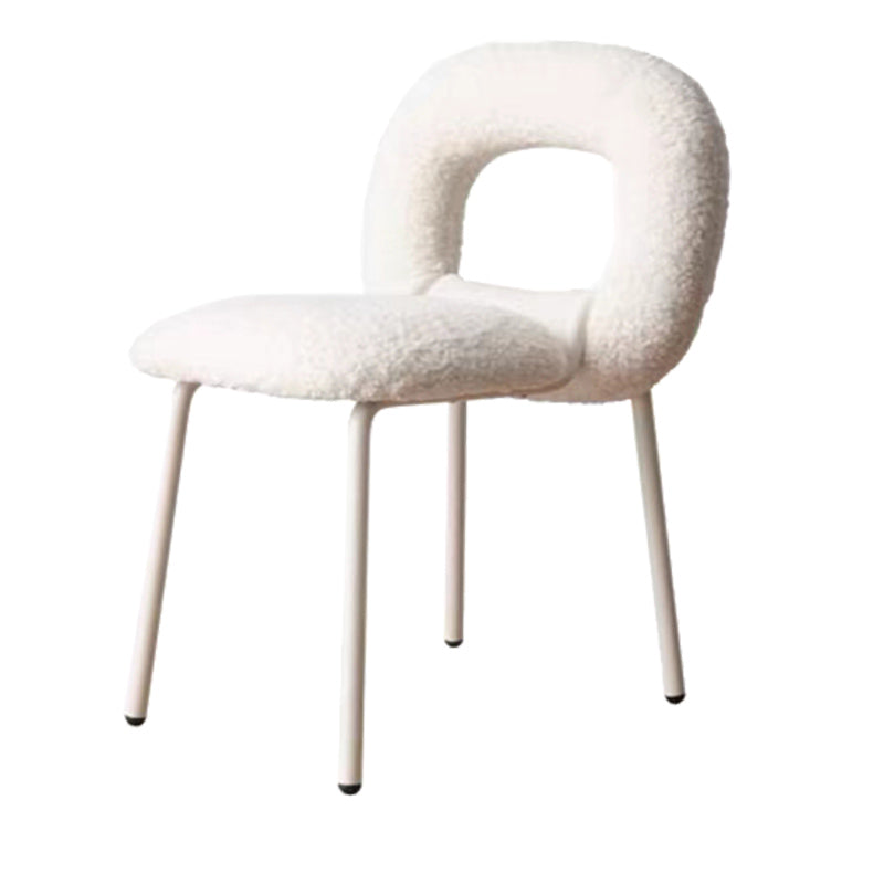 Designer Style Armless Dining Chair Open Back Side Velvet Chair with Metal Legs