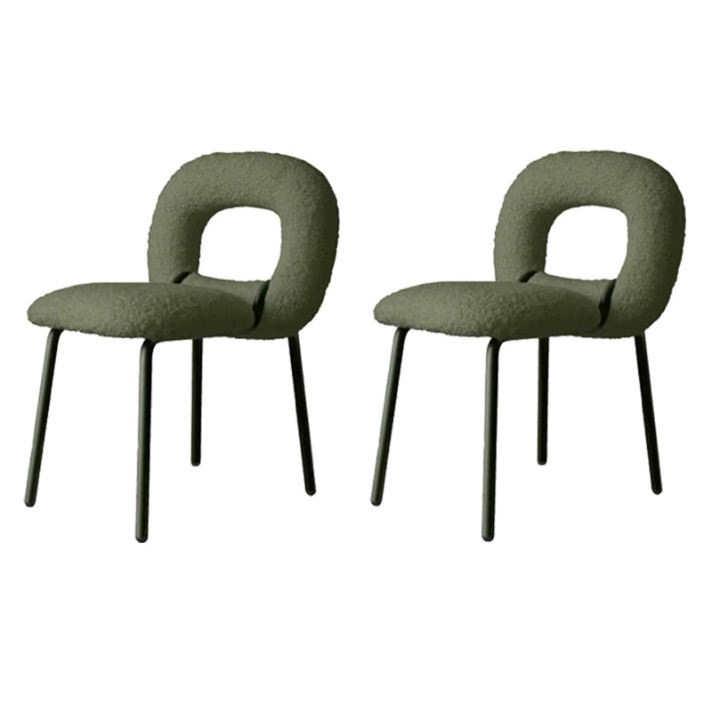 Designer Style Armless Dining Chair Open Back Side Velvet Chair with Metal Legs