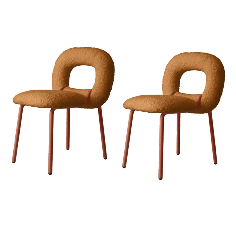 Designer Style Armless Dining Chair Open Back Side Velvet Chair with Metal Legs