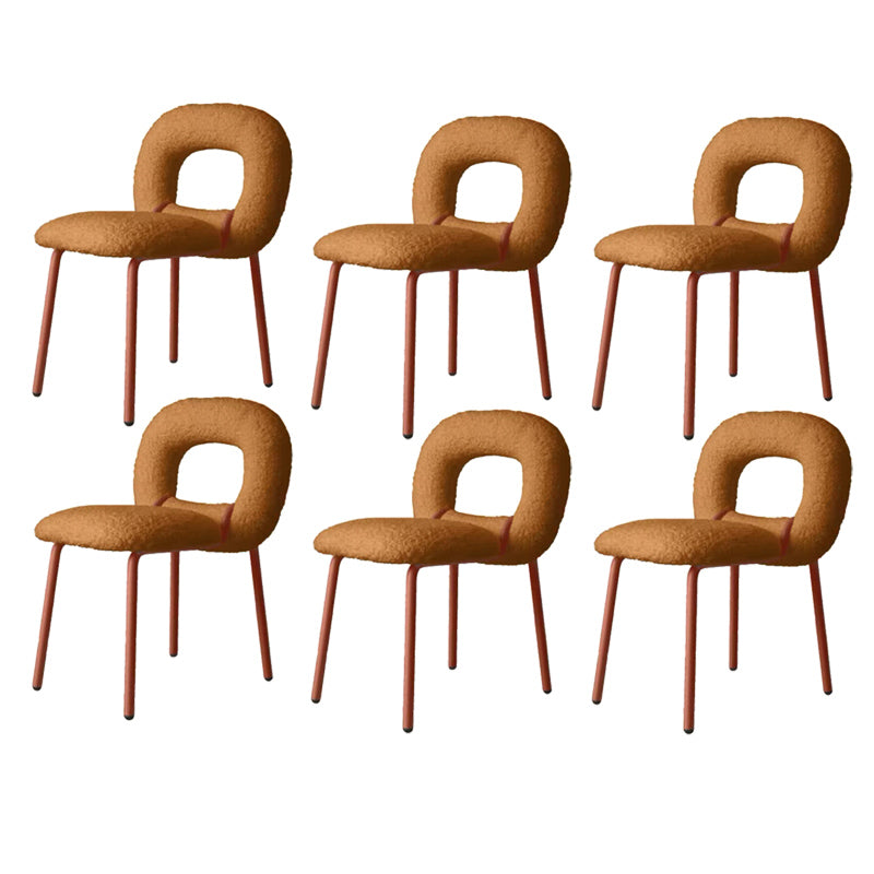 Designer Style Armless Dining Chair Open Back Side Velvet Chair with Metal Legs