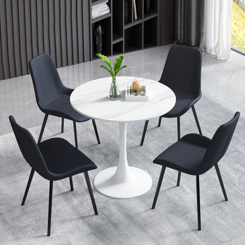 Industrial Upholstered Armless Chair Leather Parsons Back Side Chair with Metal Base