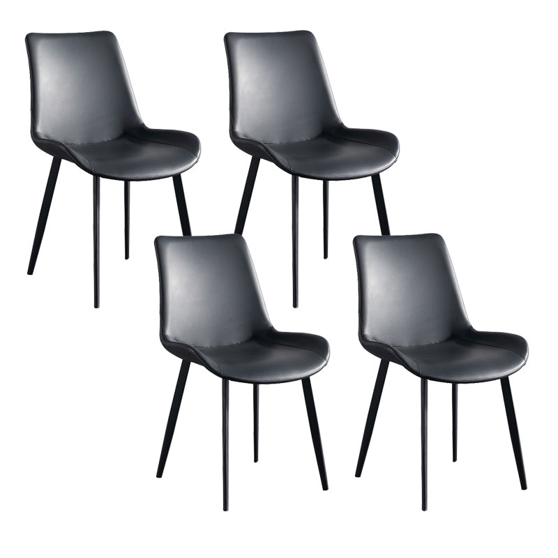 Industrial Upholstered Armless Chair Leather Parsons Back Side Chair with Metal Base