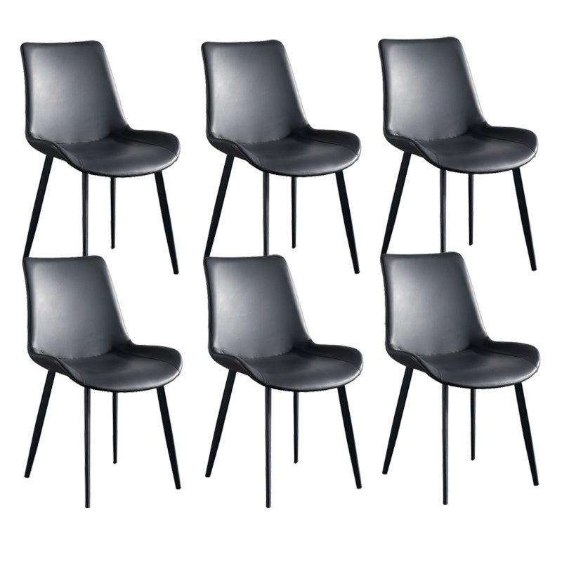 Industrial Upholstered Armless Chair Leather Parsons Back Side Chair with Metal Base